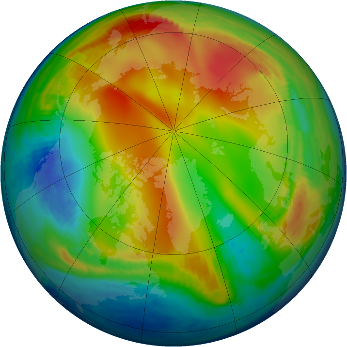 Arctic ozone map for 02 January 1985